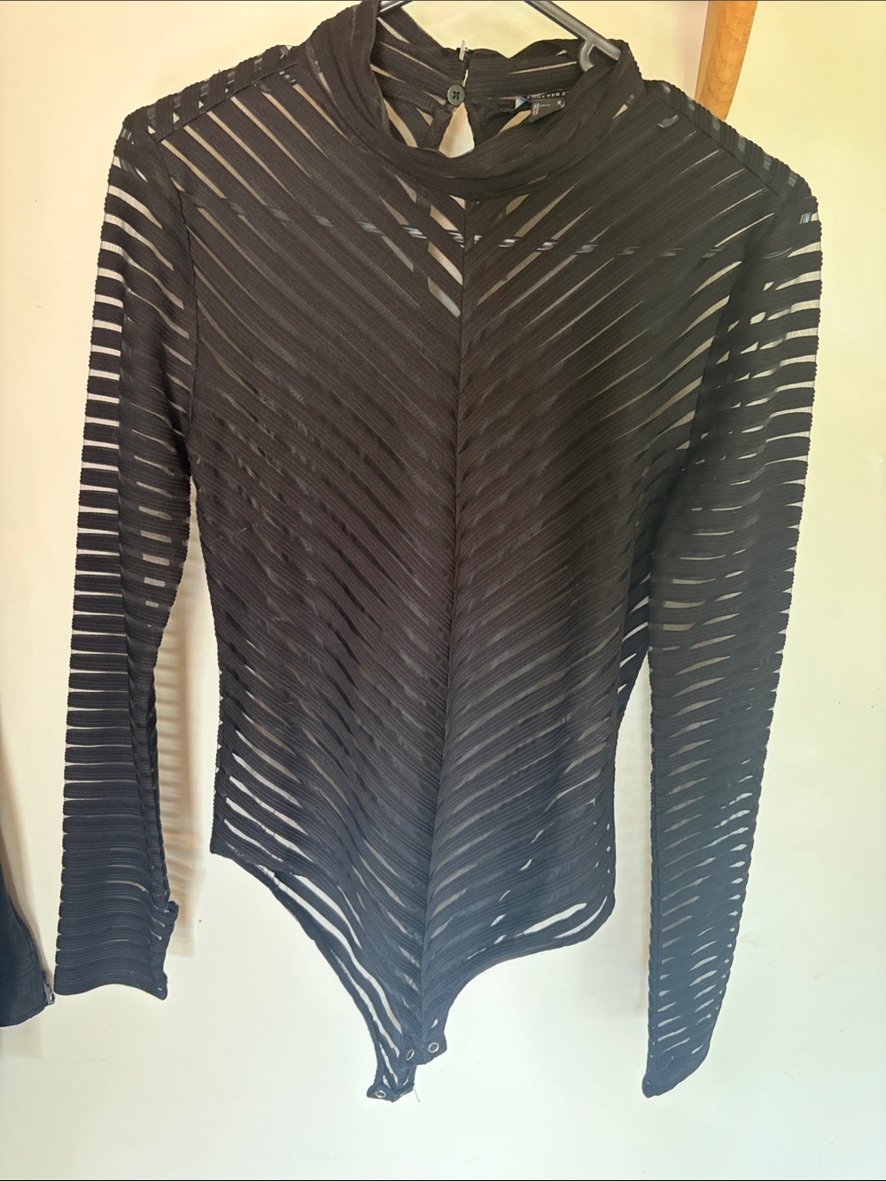 Black Forever 21 Mesh Bodysuit Medium